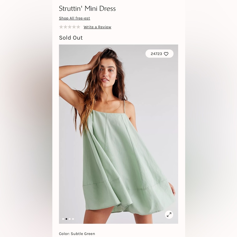 Free People Struttin’ Mini Dress - subtle green - S